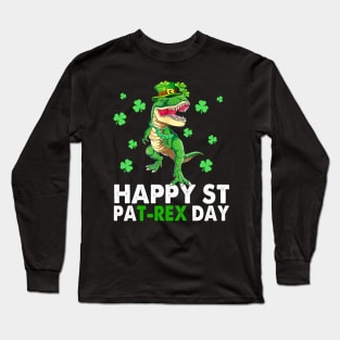 Happy St PaT-Rex Dinosaur Saint Patrick's Day, Funny Patrick's Day Long Sleeve T-Shirt